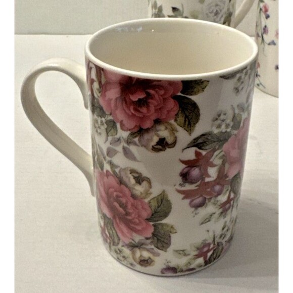 Home Essentials Roses Floral Tea Coffee Mug 12 Oz. Set of 6 Vintage EUC - Picture 8 of 15